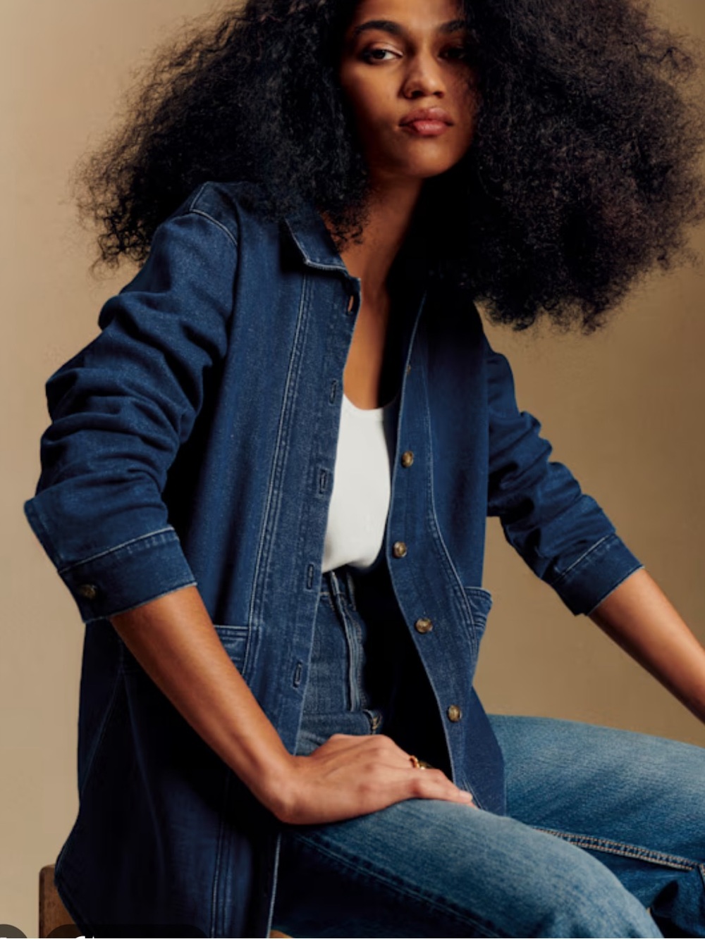 Sezane Will Denim Utility Jacket - Dark Indigo